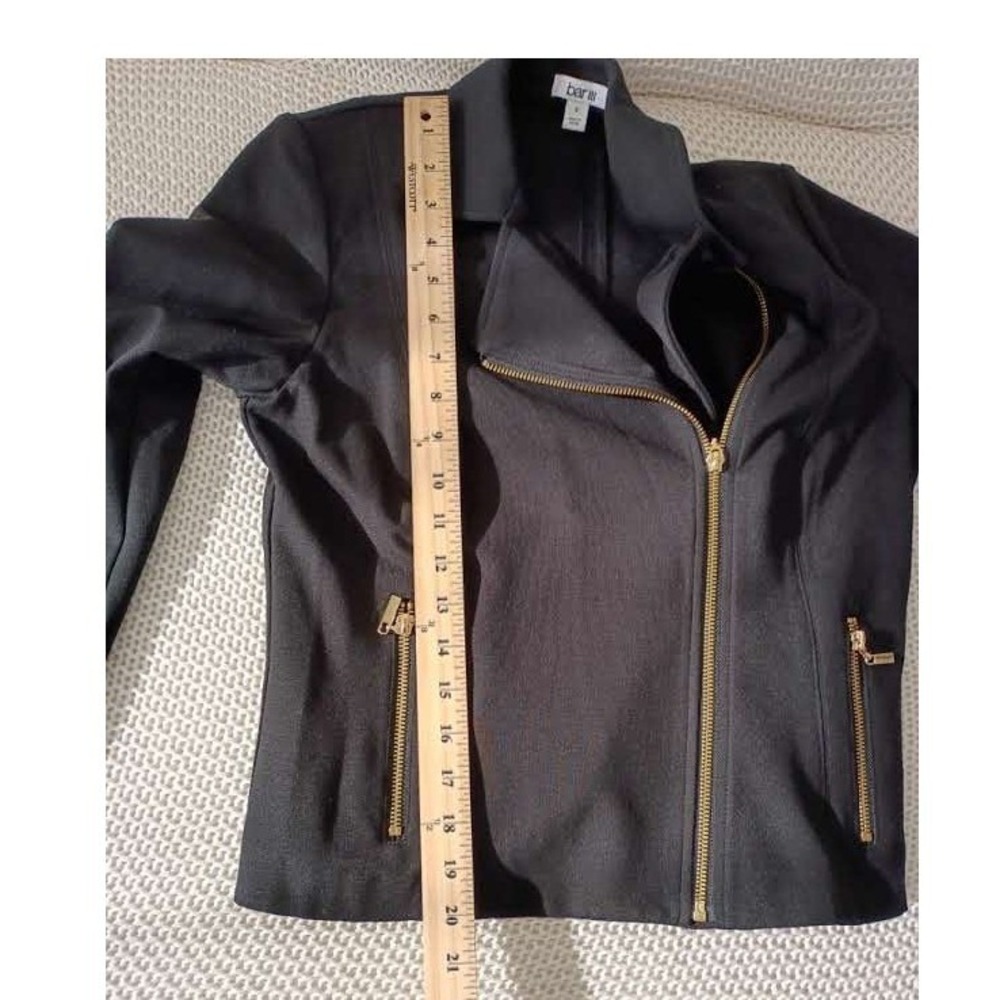 bar III Black Asymmetrical Zipper Moto Jacket‎ Blazer Style Size Small - Picture 14 of 15